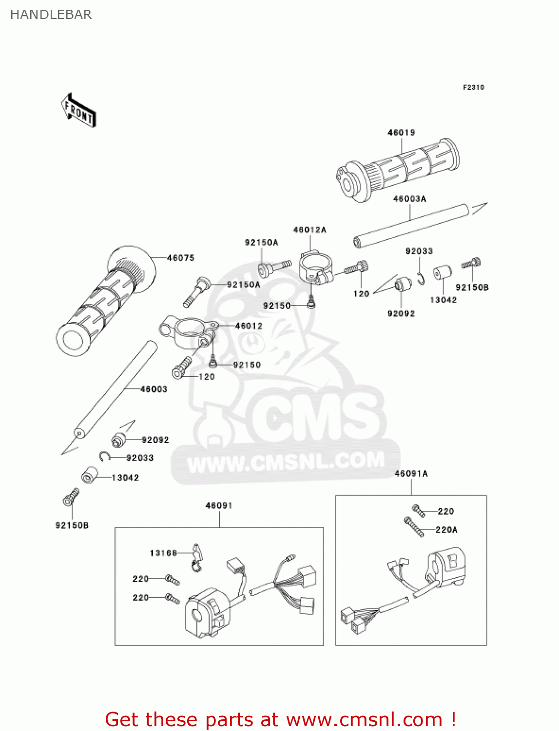 HANDLEBAR ZX750P6 NINJA ZX7R 2001 USA CALIFORNIA CANADA