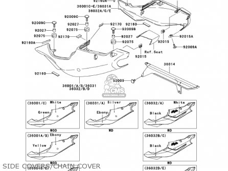 SIDE COVERS/CHAIN COVER - ZX750P6 NINJA ZX7R 2001 USA CALIFORNIA CANADA