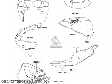 DECALS (EBONY)(ZX750-P5) - ZX750P6 NINJA ZX7R 2001 USA CALIFORNIA CANADA