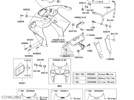 COWLING - ZX750P6 NINJA ZX7R 2001 USA CALIFORNIA CANADA