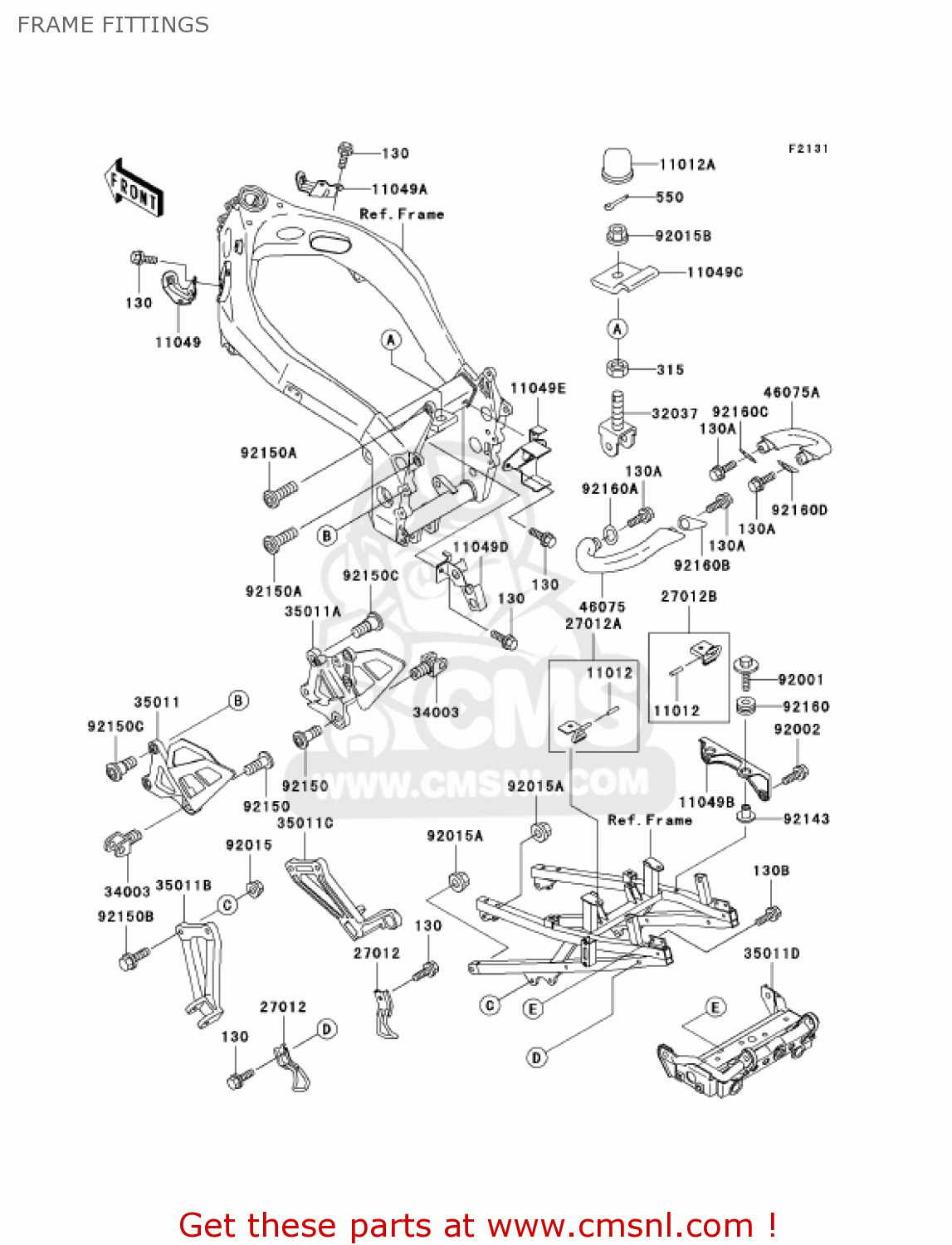 FRAME FITTINGS ZX750P7 NINJA ZX7R 2002 USA CALIFORNIA CANADA