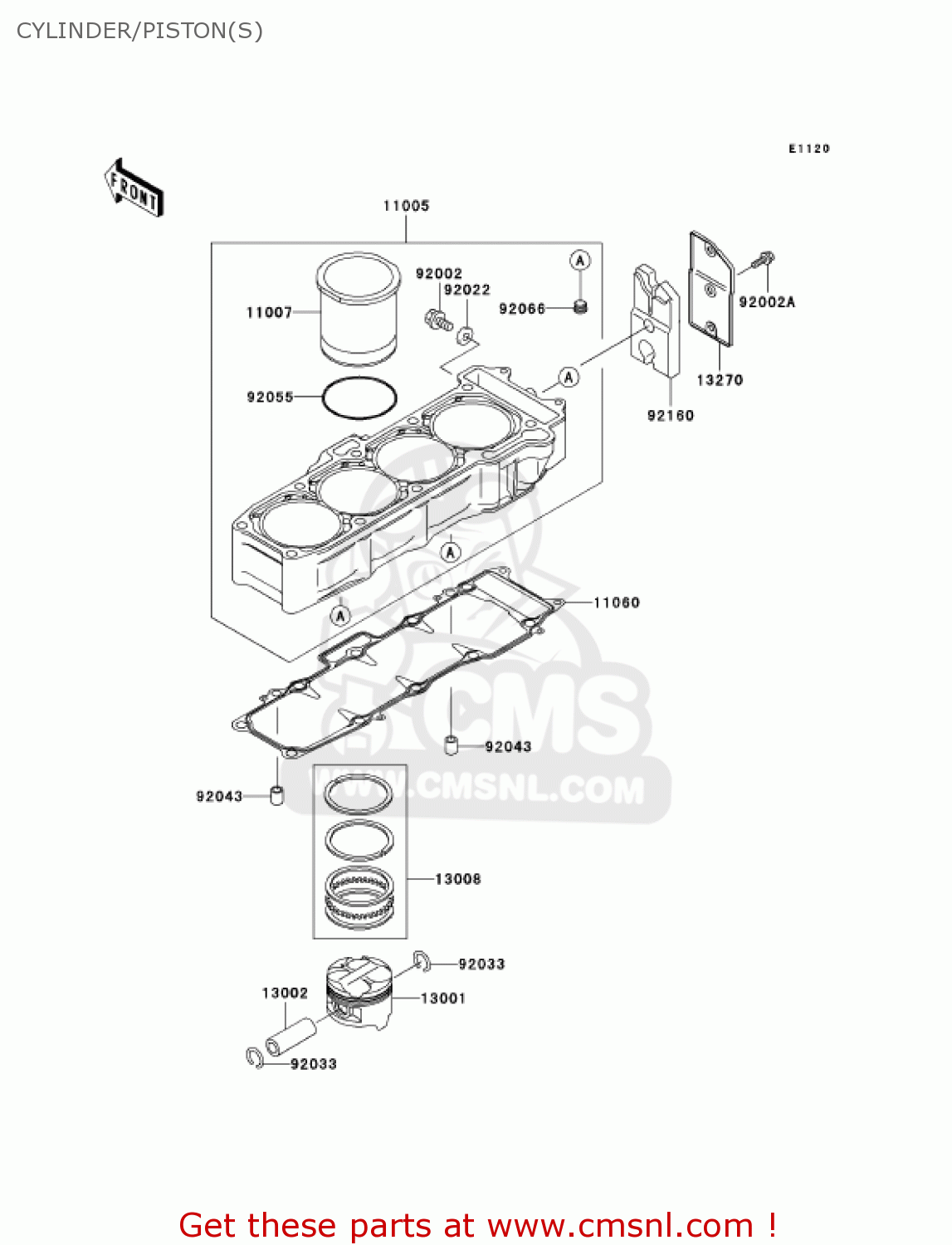 CYLINDER/PISTON(S) ZX750P7 NINJA ZX7R 2002 USA CALIFORNIA CANADA