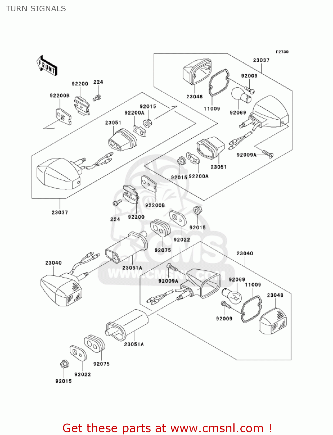 TURN SIGNALS ZX750P7 NINJA ZX7R 2002 USA CALIFORNIA CANADA