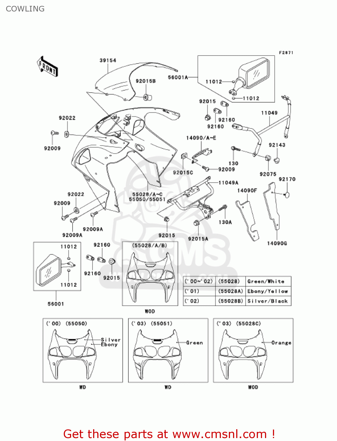 COWLING ZX750P7 NINJA ZX7R 2002 USA CALIFORNIA CANADA