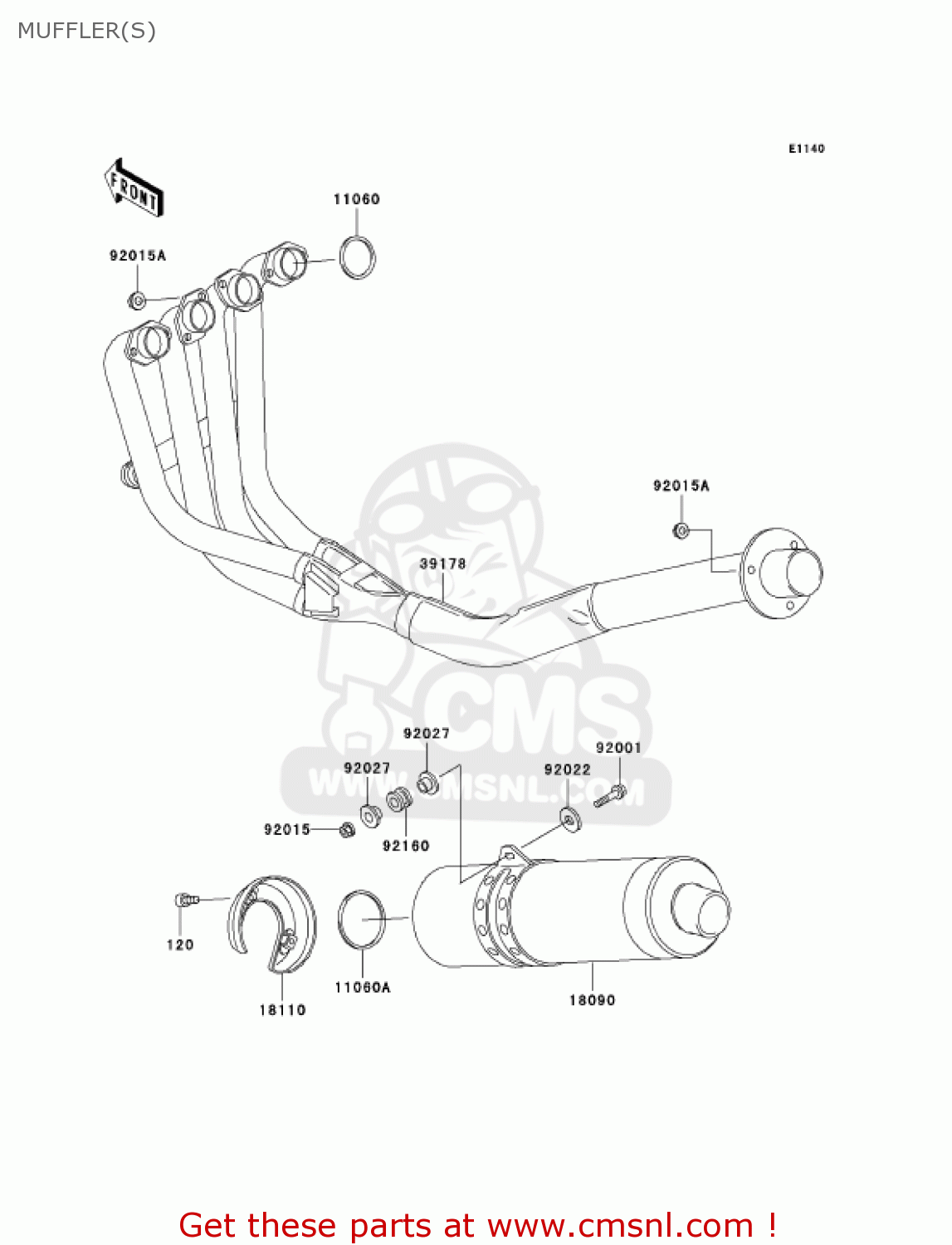MUFFLER(S) ZX750P7 NINJA ZX7R 2002 USA CALIFORNIA CANADA