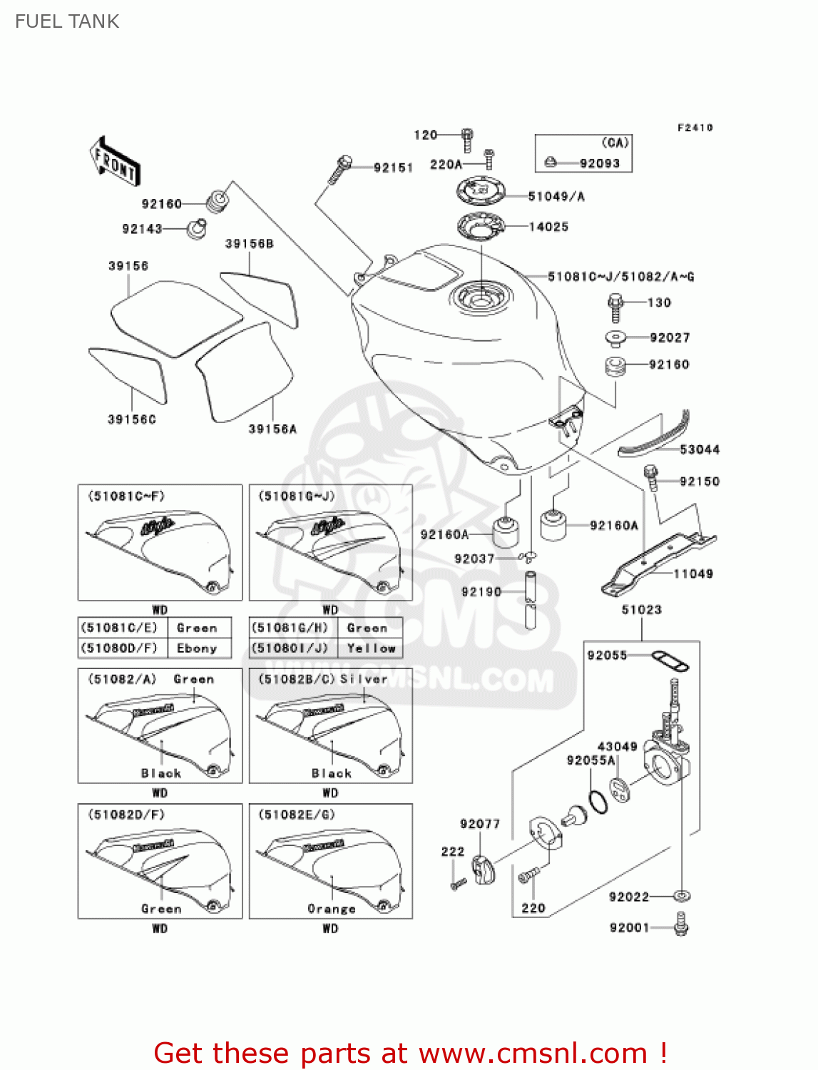 FUEL TANK ZX750P7 NINJA ZX7R 2002 USA CALIFORNIA CANADA