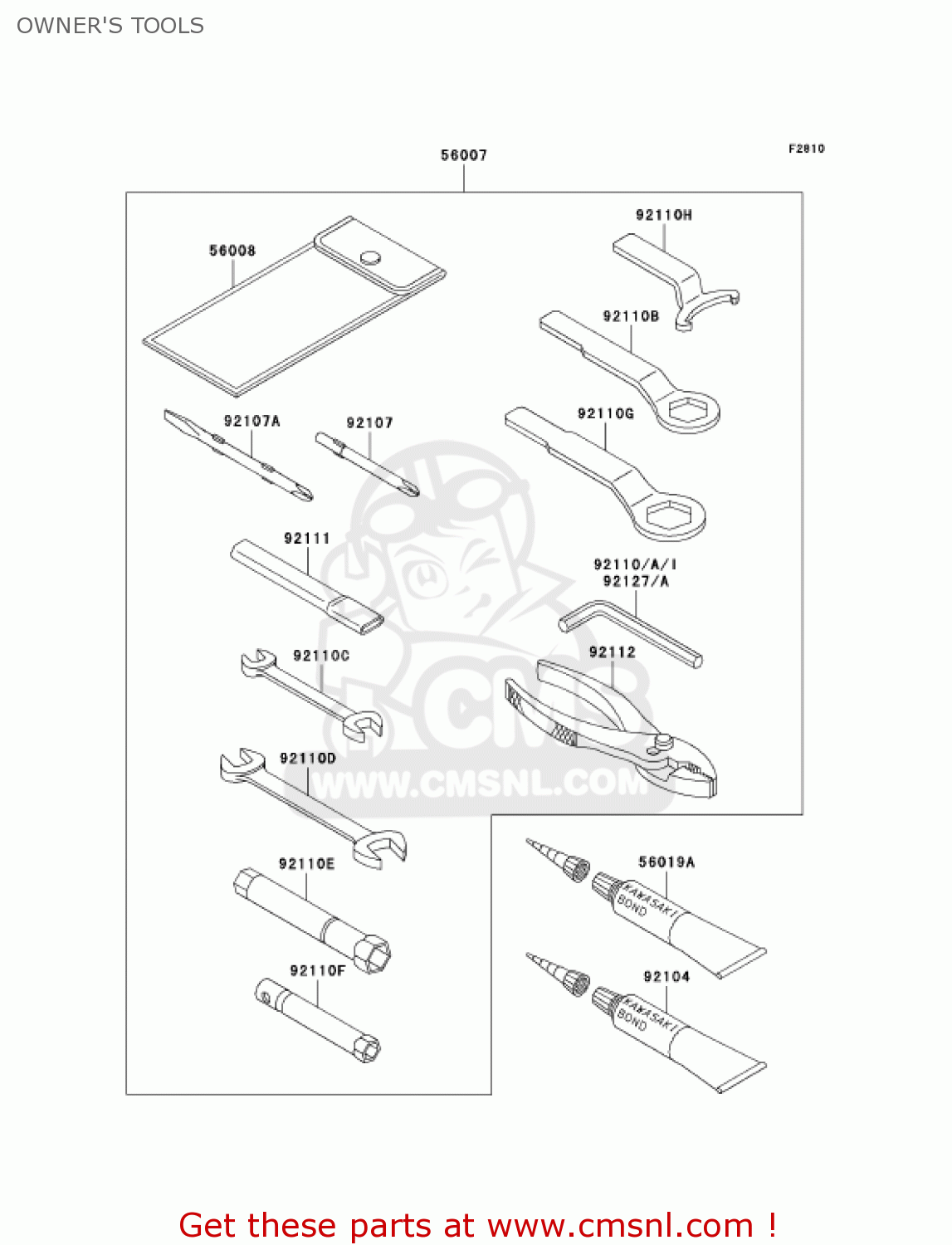 OWNER'S TOOLS ZX750P7 NINJA ZX7R 2002 USA CALIFORNIA CANADA