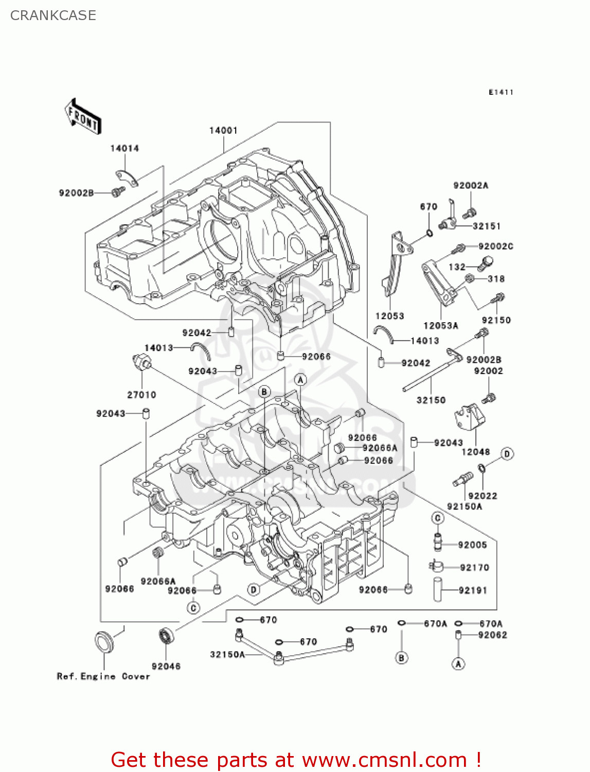 CRANKCASE ZX750P7 NINJA ZX7R 2002 USA CALIFORNIA CANADA