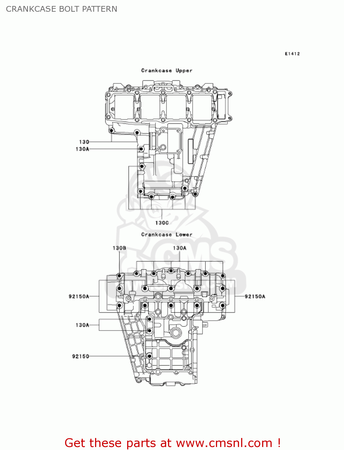 CRANKCASE BOLT PATTERN ZX750P7 NINJA ZX7R 2002 USA CALIFORNIA CANADA
