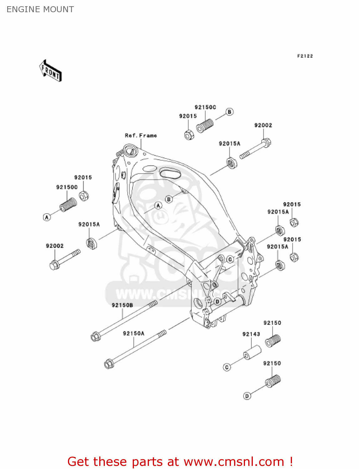 ENGINE MOUNT ZX750P7 NINJA ZX7R 2002 USA CALIFORNIA CANADA