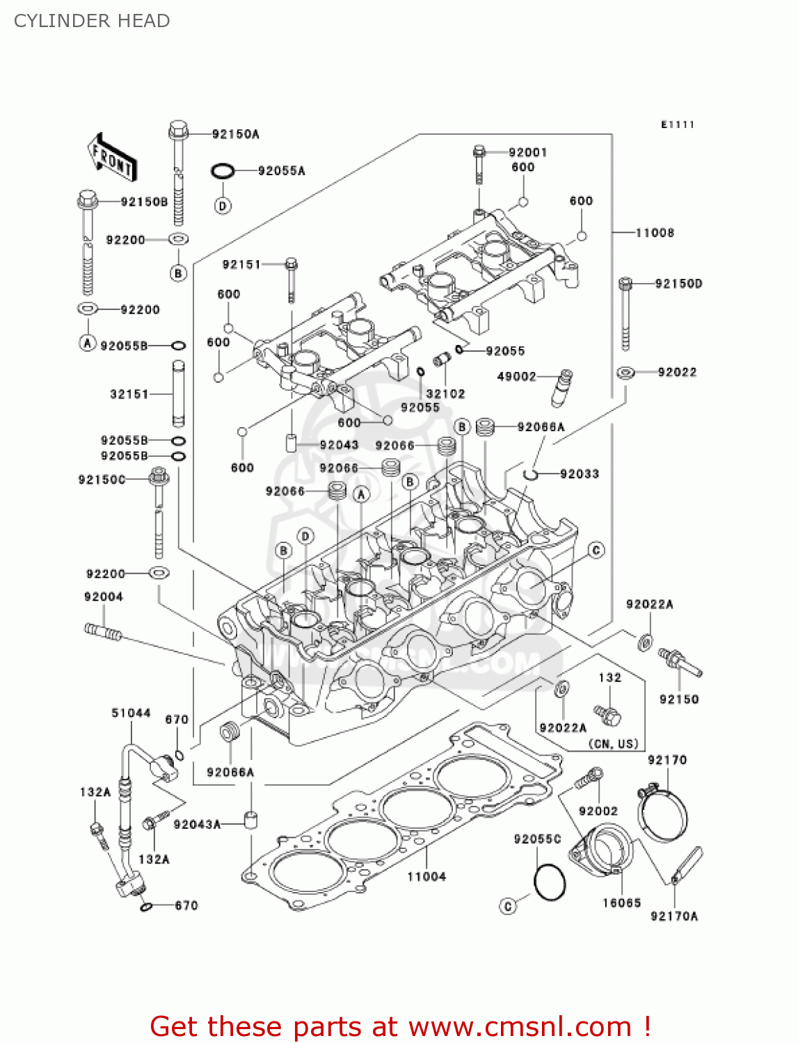 CYLINDER HEAD ZX750P7 NINJA ZX7R 2002 USA CALIFORNIA CANADA