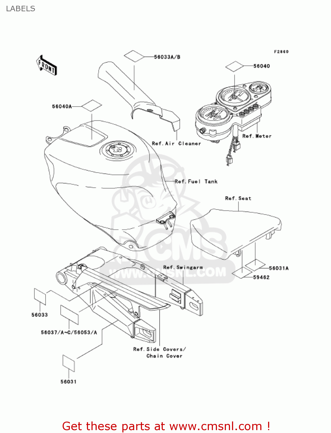 LABELS ZX750P8 NINJA ZX7R 2003 USA CALIFORNIA CANADA