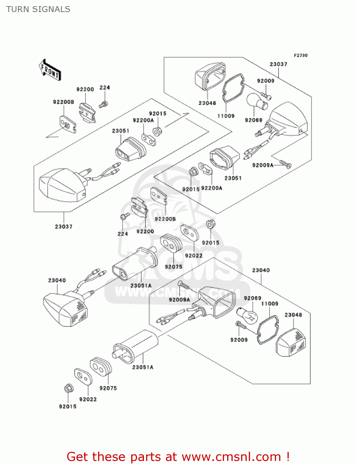 TURN SIGNALS ZX750P8 NINJA ZX7R 2003 USA CALIFORNIA CANADA