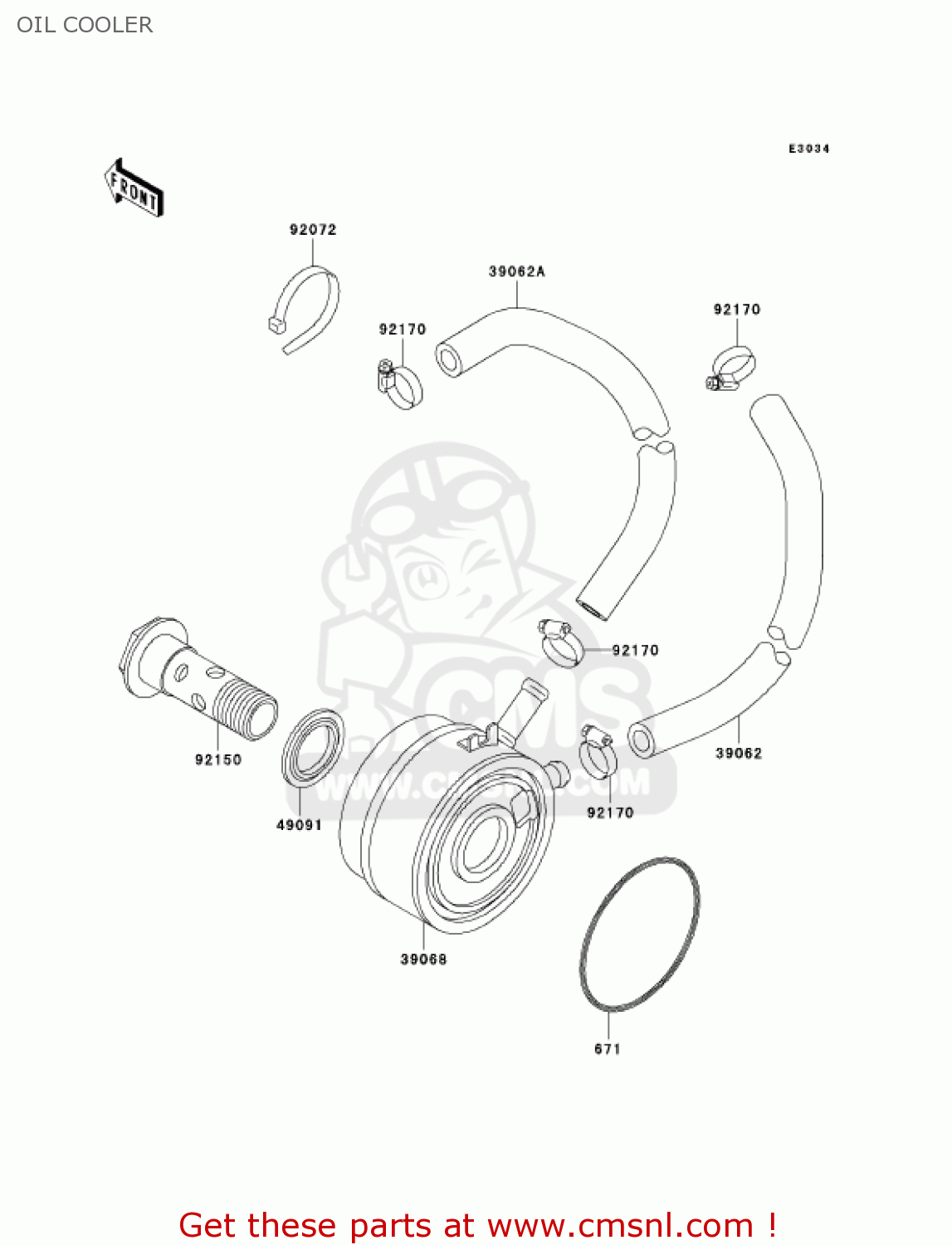 OIL COOLER ZX750P8 NINJA ZX7R 2003 USA CALIFORNIA CANADA