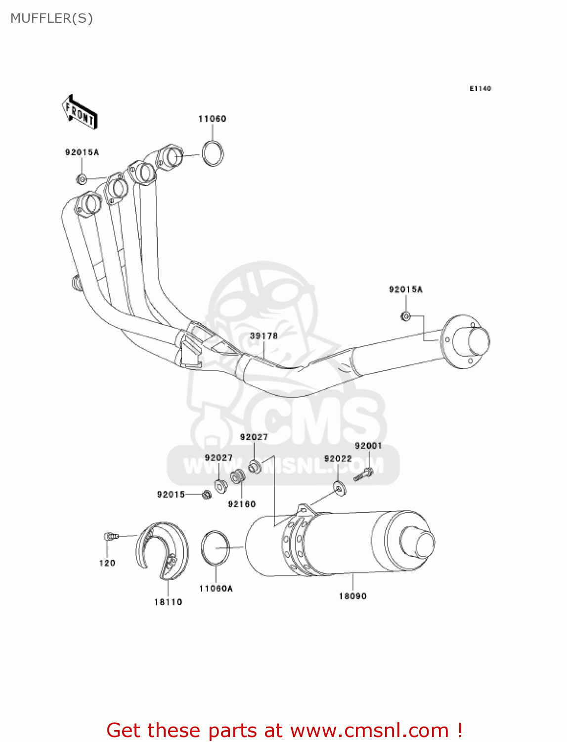 MUFFLER(S) ZX750P8 NINJA ZX7R 2003 USA CALIFORNIA CANADA