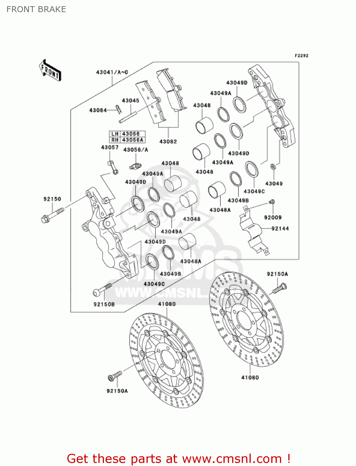 FRONT BRAKE ZX750P8 NINJA ZX7R 2003 USA CALIFORNIA CANADA