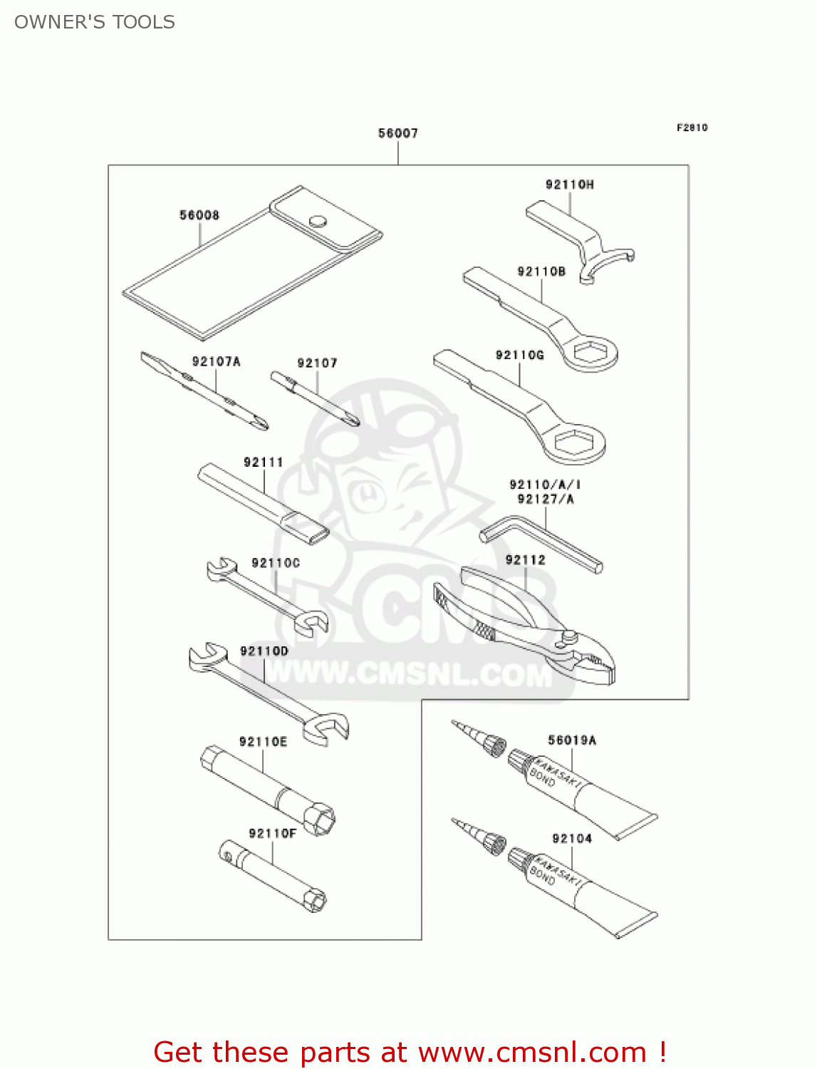 OWNER'S TOOLS ZX750P8 NINJA ZX7R 2003 USA CALIFORNIA CANADA