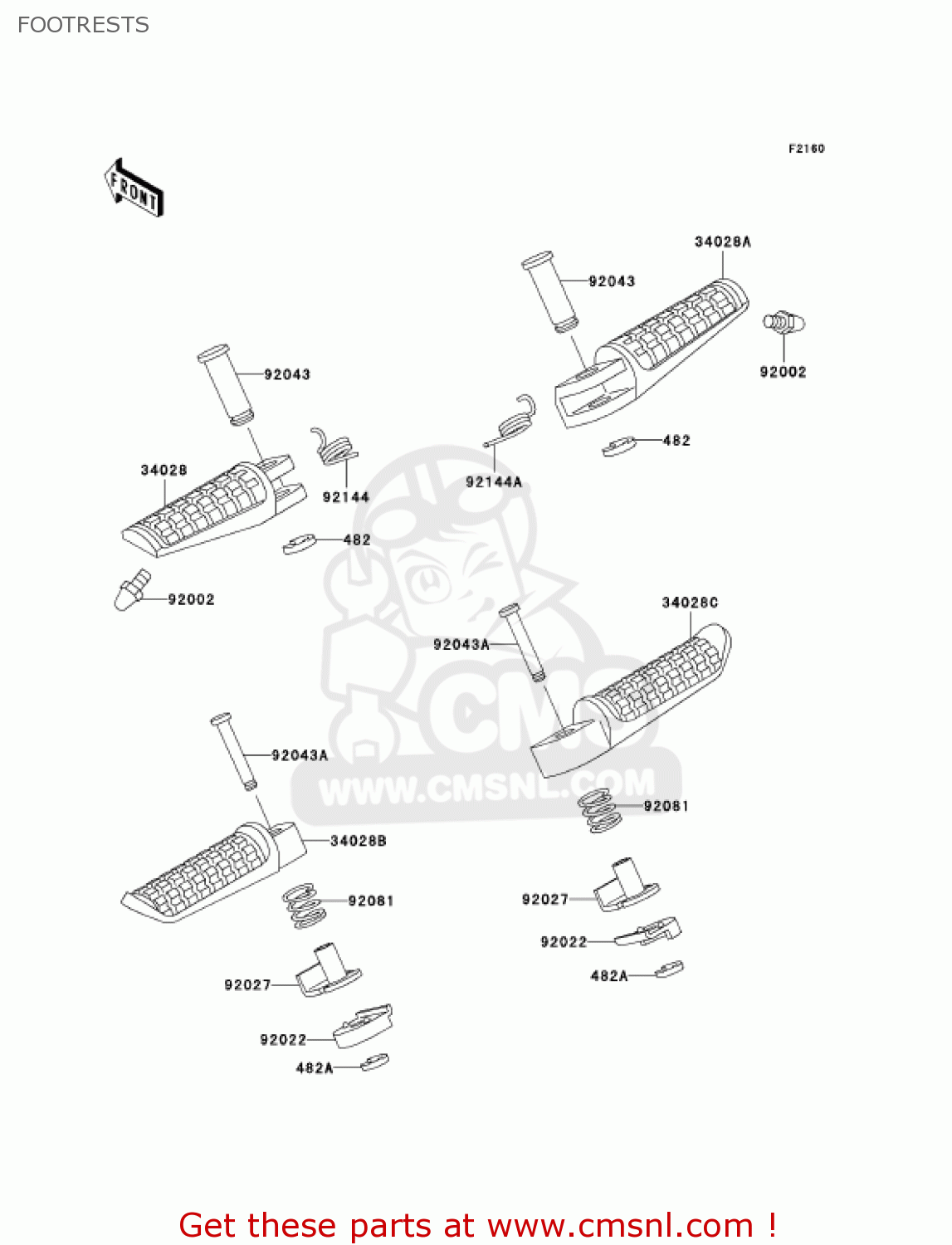 FOOTRESTS ZX750P8 NINJA ZX7R 2003 USA CALIFORNIA CANADA