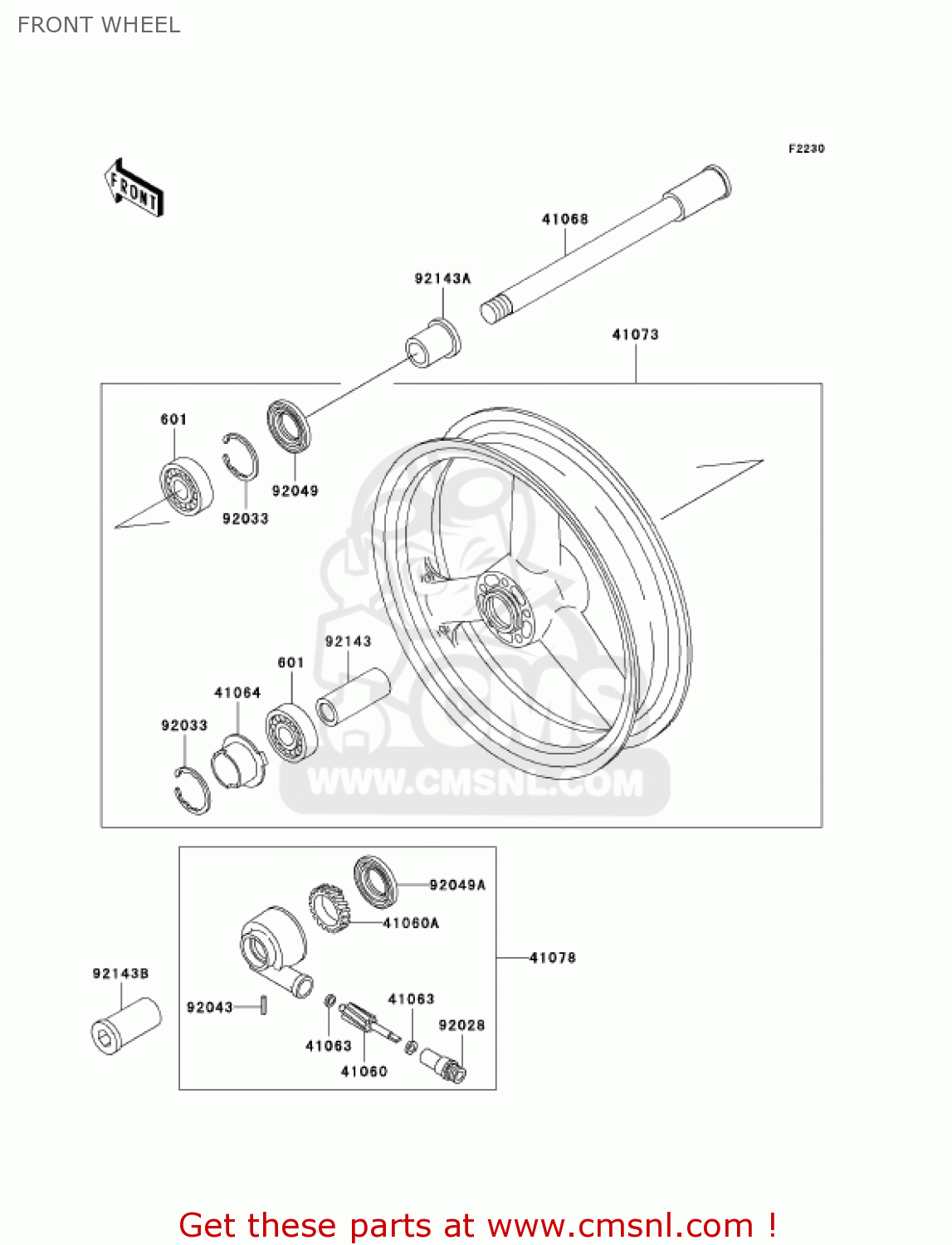 FRONT WHEEL ZX750P8 NINJA ZX7R 2003 USA CALIFORNIA CANADA