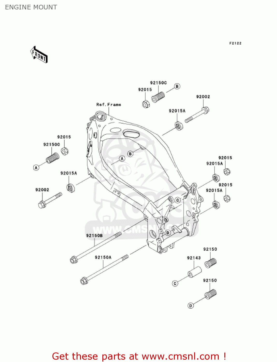 ENGINE MOUNT ZX750P8 NINJA ZX7R 2003 USA CALIFORNIA CANADA