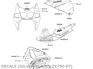 DECALS (SILVER/BLACK)(ZX750-P7) - ZX750P8 NINJA ZX7R 2003 USA CALIFORNIA CANADA