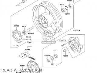 REAR WHEEL/CHAIN - ZX750P8 NINJA ZX7R 2003 USA CALIFORNIA CANADA