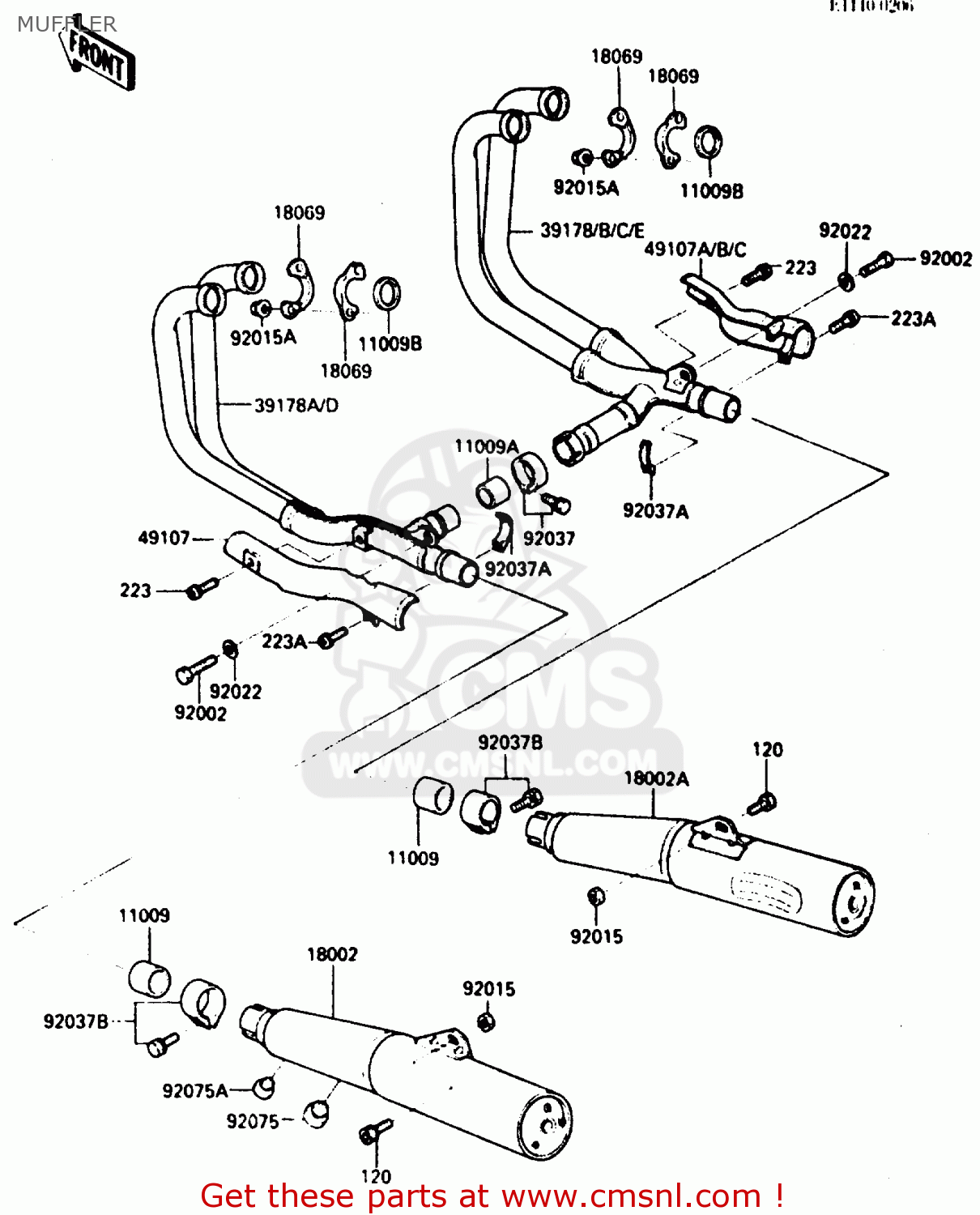 MUFFLER ZX900A1 1984 EUROPE UK FR GR IT NR SD