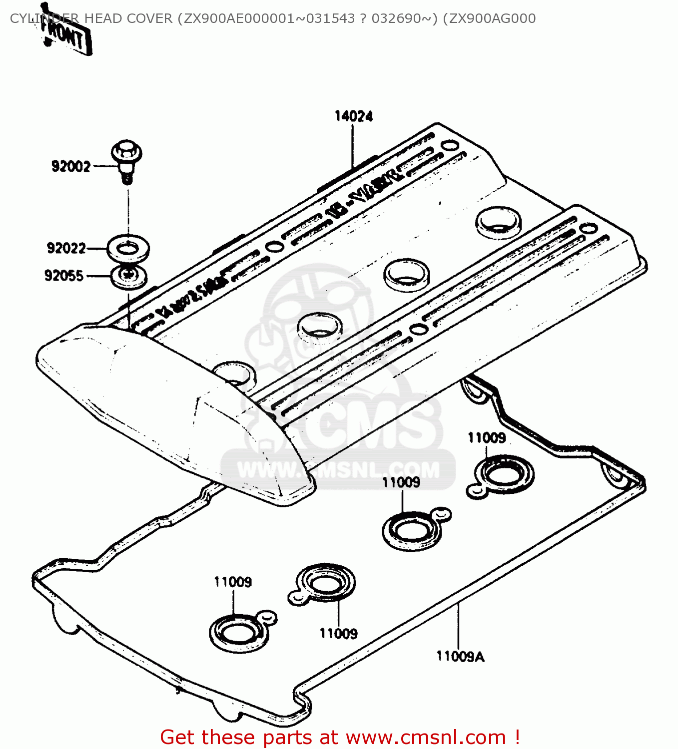 CYLINDER HEAD COVER (ZX900AE000001~031543 ? 032690~) (ZX900AG000 ZX900A1 1984 EUROPE UK FR GR IT NR SD
