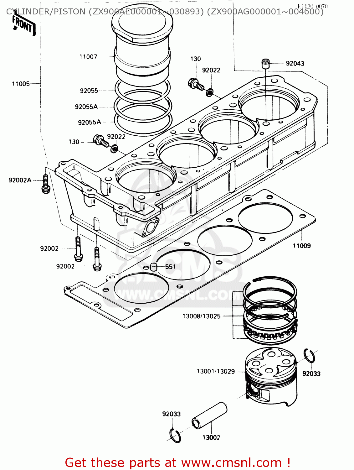 CYLINDER/PISTON (ZX900AE000001~030893) (ZX900AG000001~004600) ZX900A1 1984 EUROPE UK FR GR IT NR SD