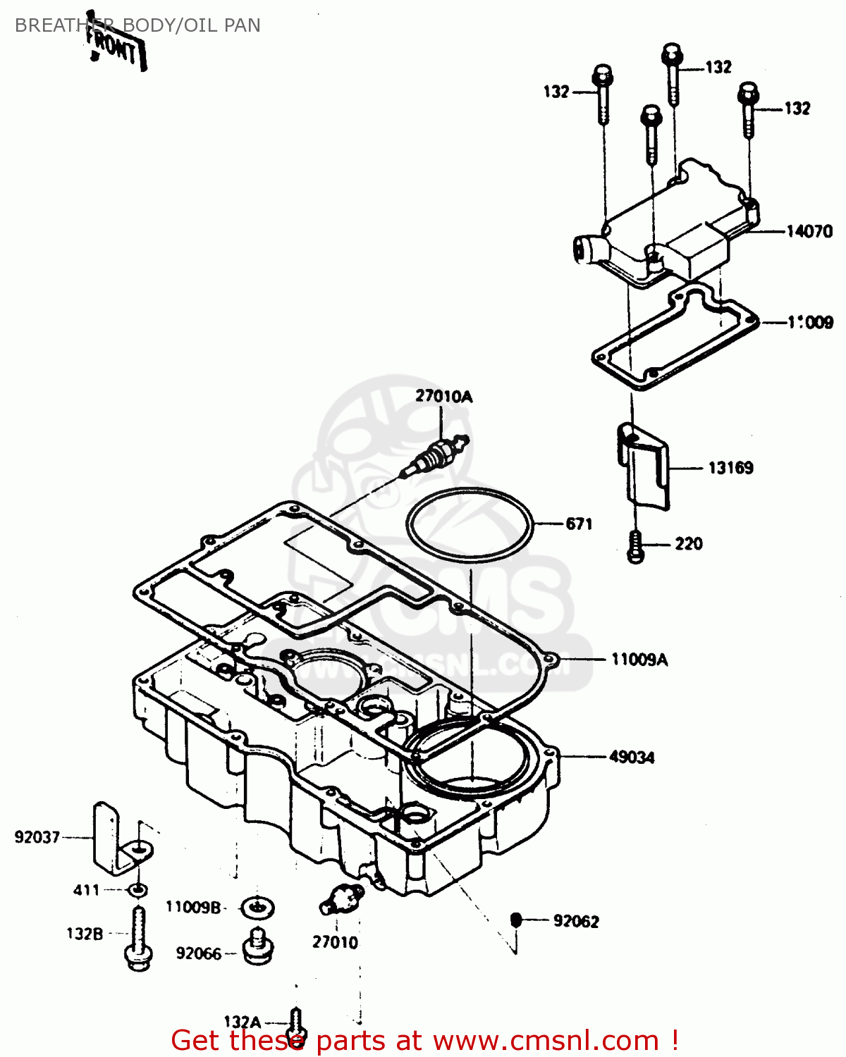 BREATHER BODY/OIL PAN ZX900A1 1984 EUROPE UK FR GR IT NR SD