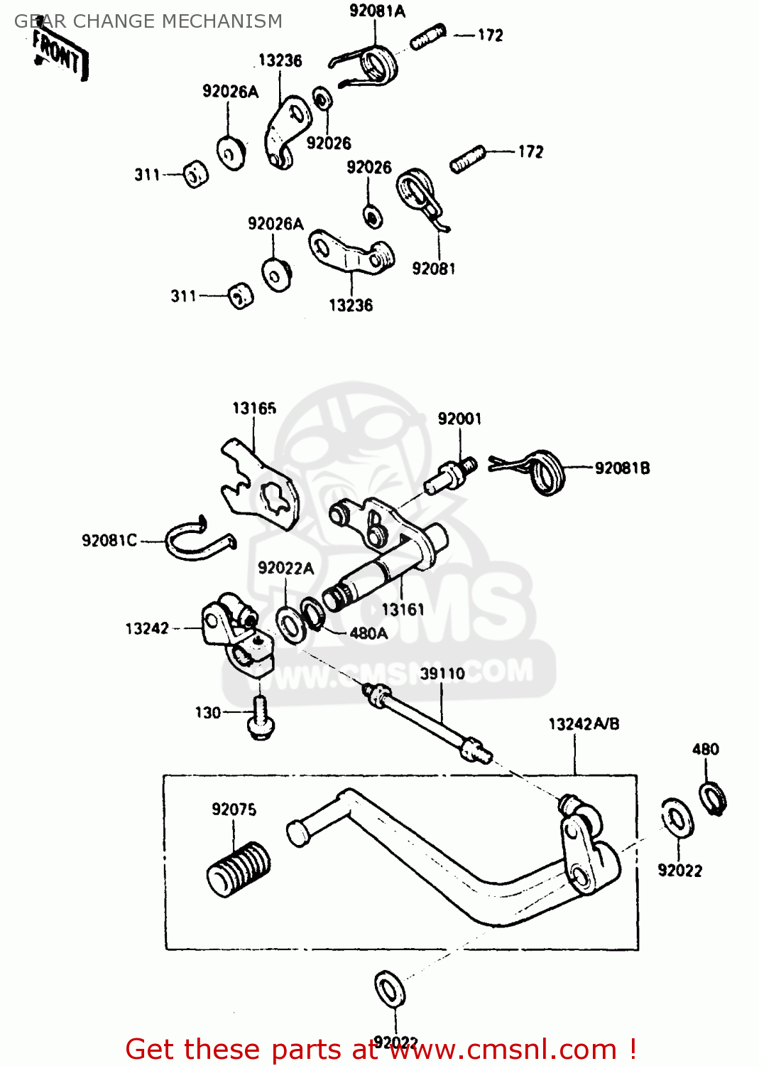 GEAR CHANGE MECHANISM ZX900A1 1984 EUROPE UK FR GR IT NR SD