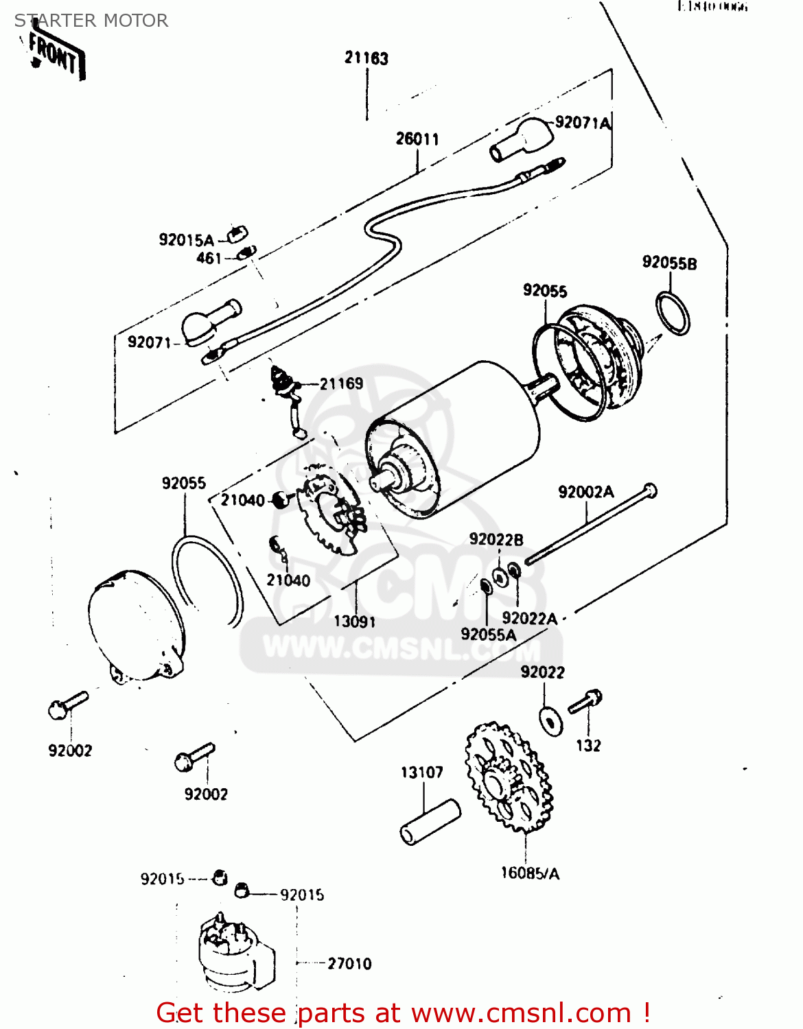 STARTER MOTOR ZX900A1 1984 EUROPE UK FR GR IT NR SD