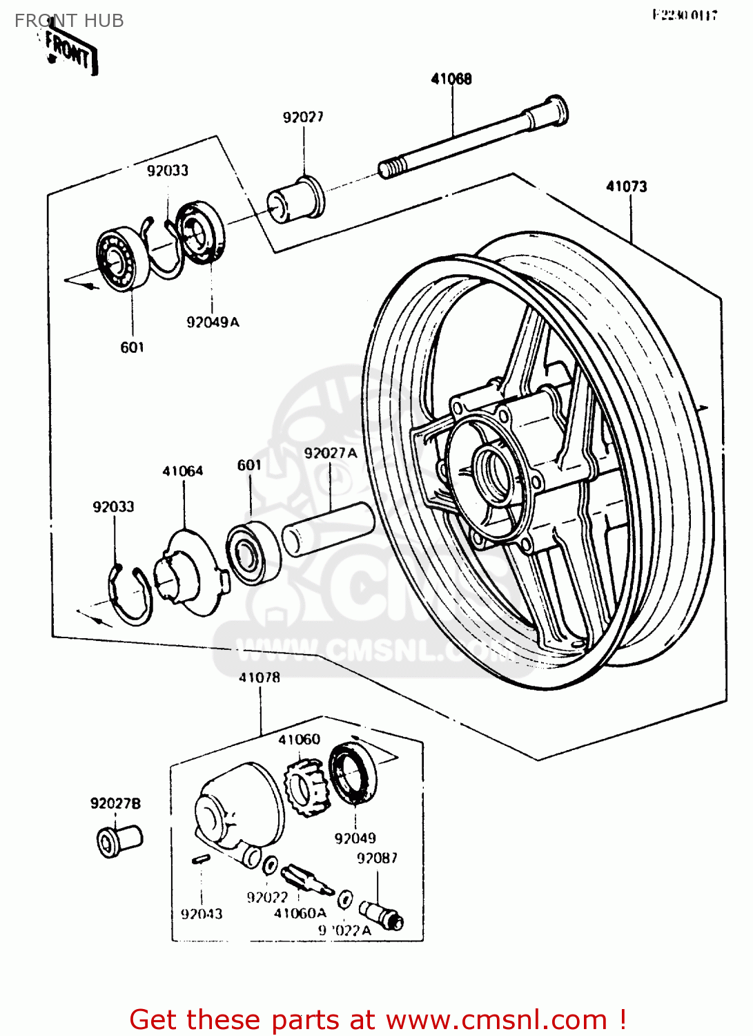 FRONT HUB ZX900A1 1984 EUROPE UK FR GR IT NR SD