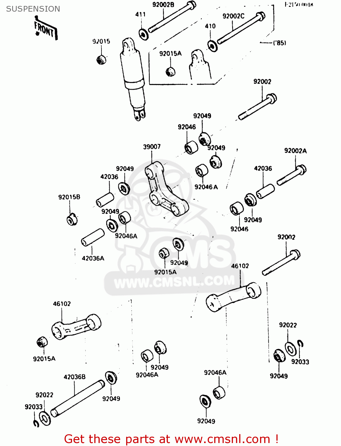 SUSPENSION ZX900A1 1984 EUROPE UK FR GR IT NR SD