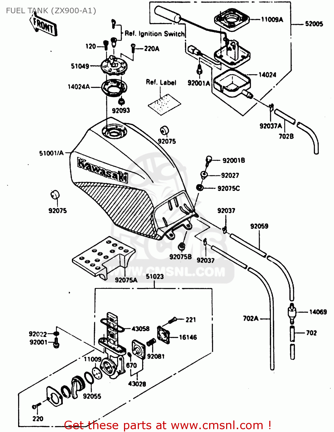 FUEL TANK (ZX900-A1) ZX900A1 1984 EUROPE UK FR GR IT NR SD