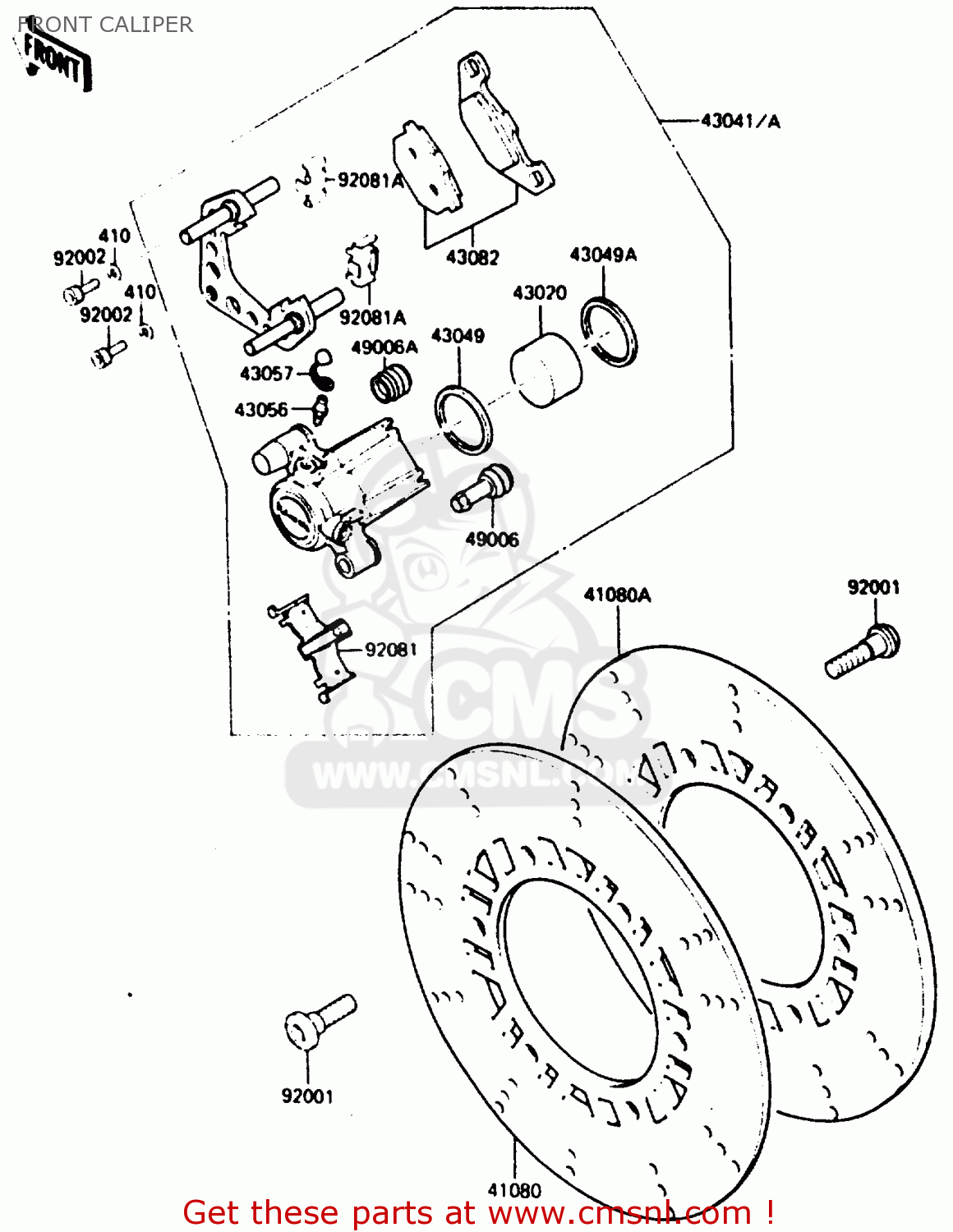 FRONT CALIPER ZX900A1 1984 EUROPE UK FR GR IT NR SD