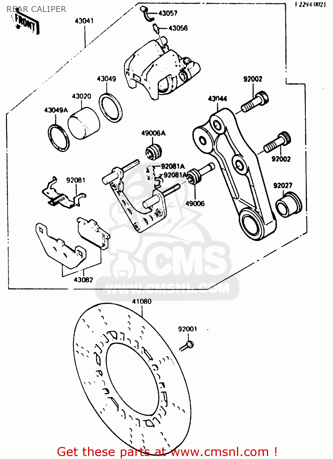 REAR CALIPER ZX900A1 1984 EUROPE UK FR GR IT NR SD