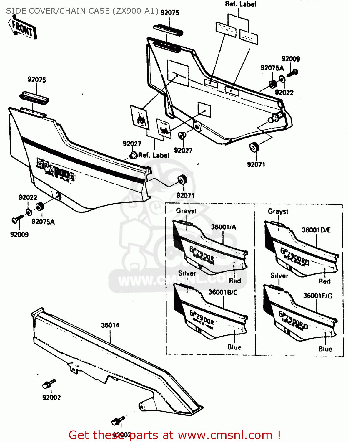 SIDE COVER/CHAIN CASE (ZX900-A1) ZX900A1 1984 EUROPE UK FR GR IT NR SD