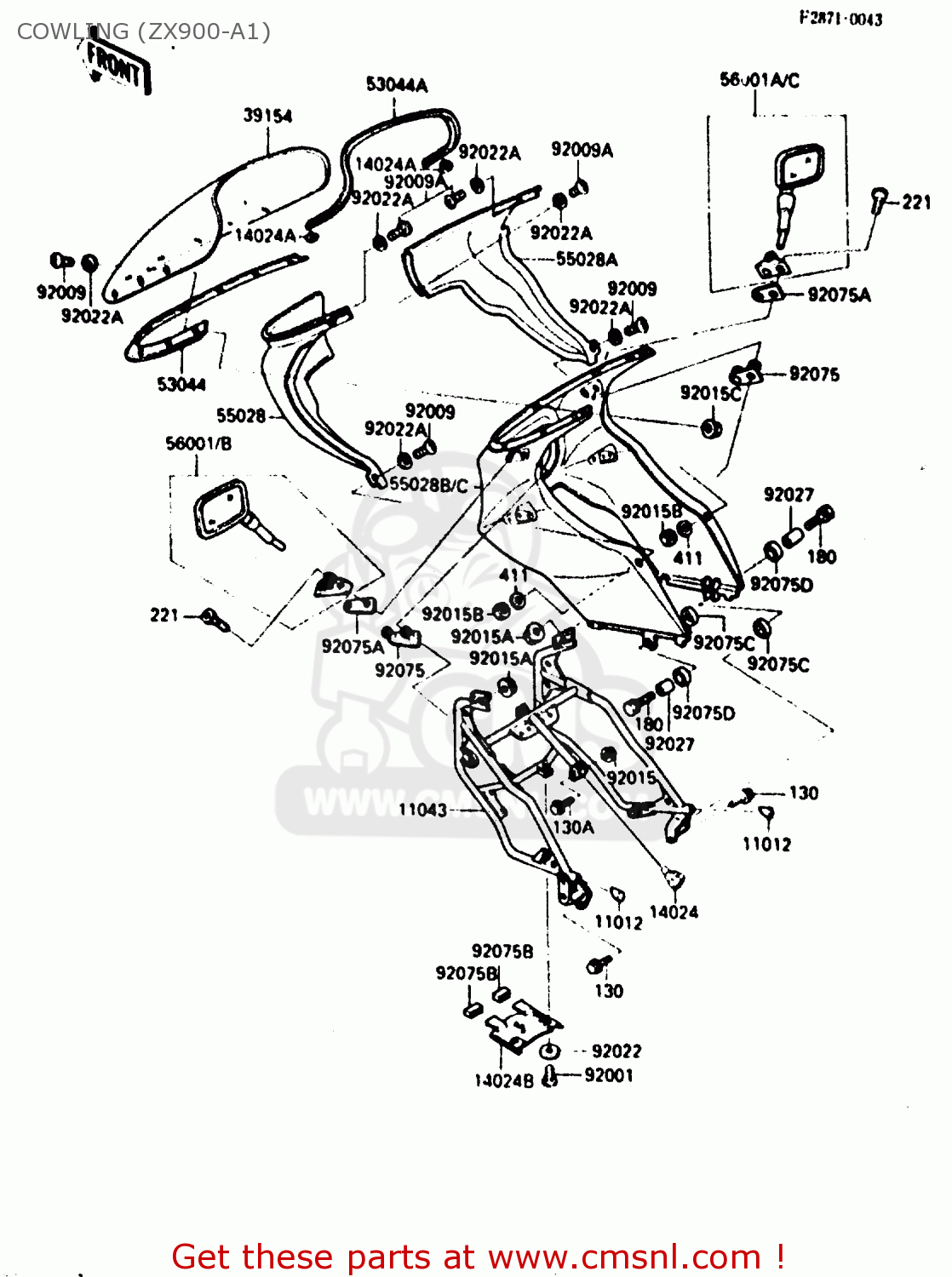 COWLING (ZX900-A1) ZX900A1 1984 EUROPE UK FR GR IT NR SD