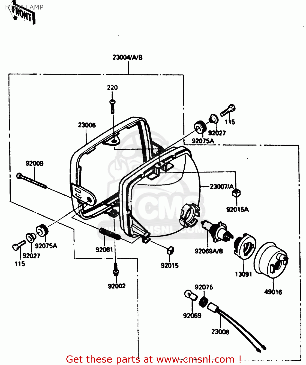 HEAD LAMP ZX900A1 1984 EUROPE UK FR GR IT NR SD