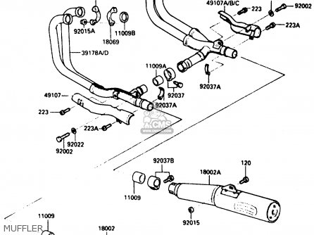 MUFFLER - ZX900A1 1984 EUROPE UK FR GR IT NR SD