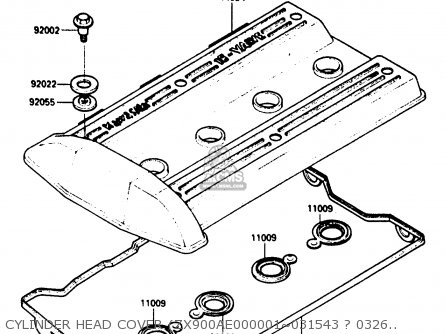 CYLINDER HEAD COVER (ZX900AE000001~031543 ? 032690~) (ZX900AG000 - ZX900A1 1984 EUROPE UK FR GR IT NR SD