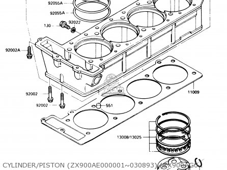 CYLINDER/PISTON (ZX900AE000001~030893) (ZX900AG000001~004600) - ZX900A1 1984 EUROPE UK FR GR IT NR SD