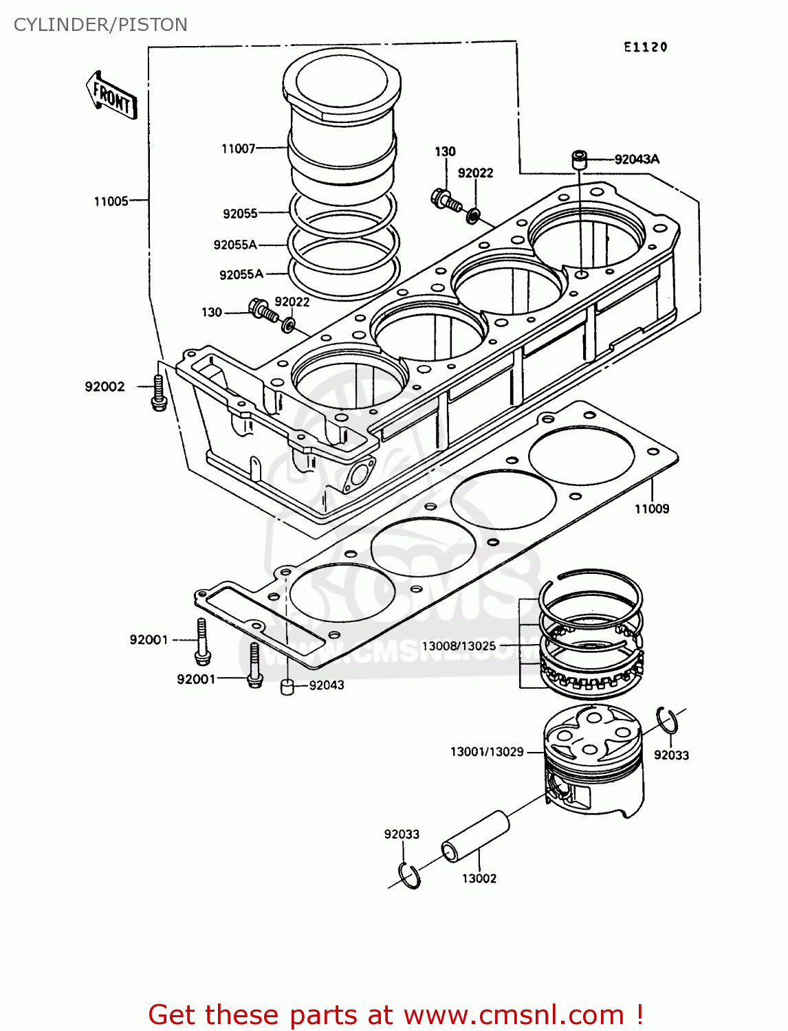 CYLINDER/PISTON ZX900A10 GPZ900R 1993 NETHERLANDS FG
