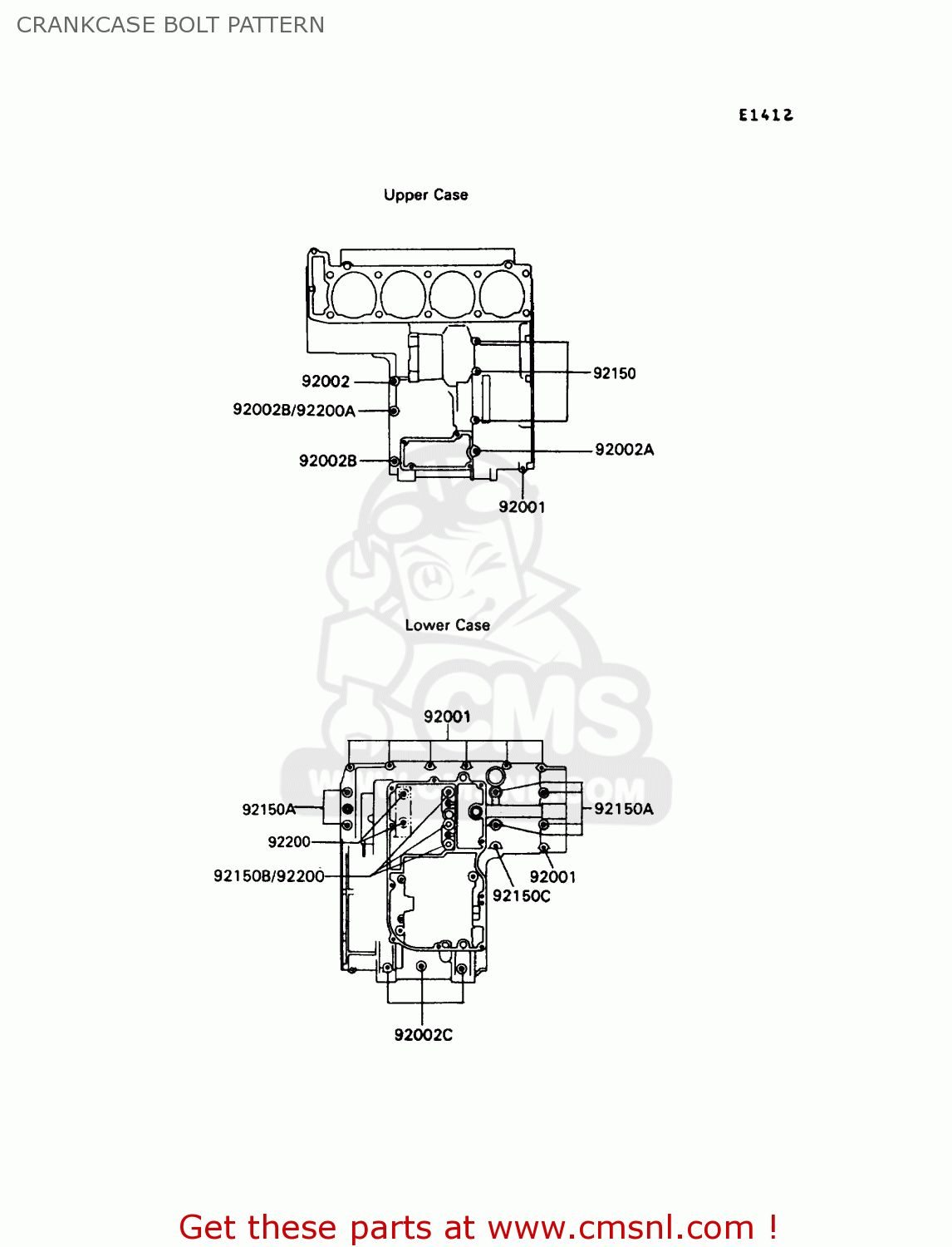 CRANKCASE BOLT PATTERN ZX900A10 GPZ900R 1993 NETHERLANDS FG