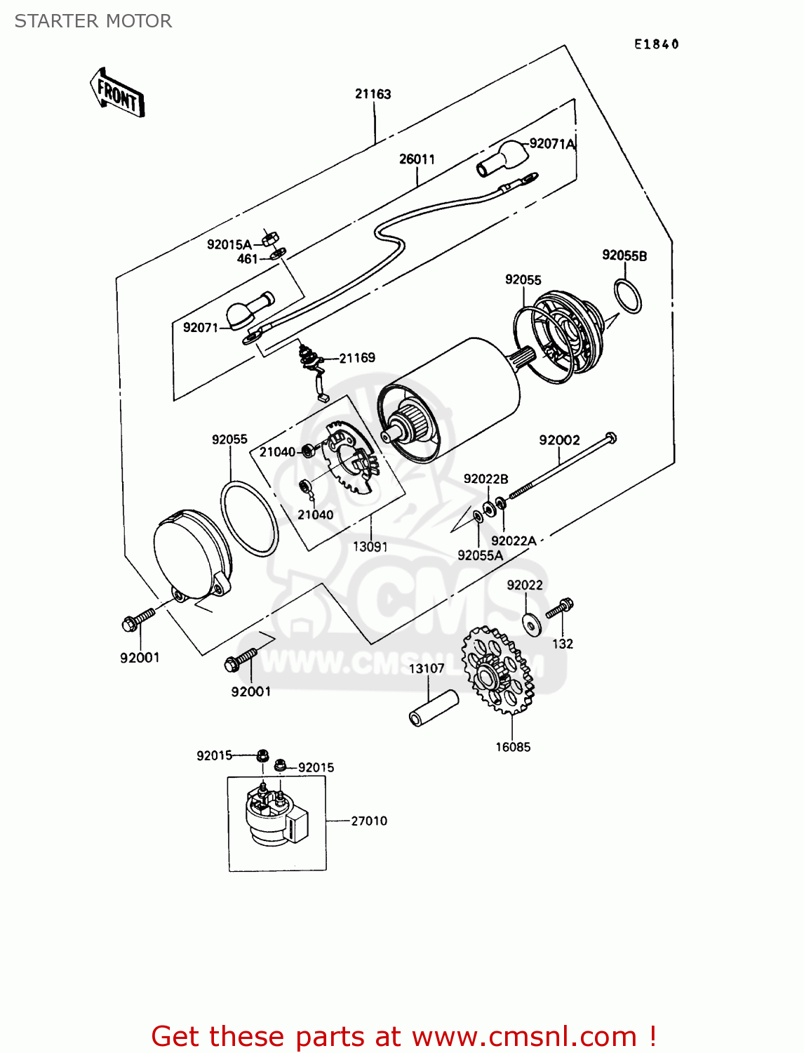 STARTER MOTOR ZX900A10 GPZ900R 1993 NETHERLANDS FG