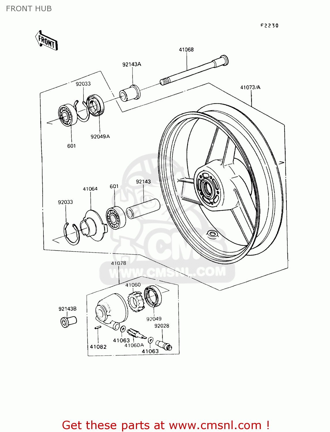 FRONT HUB ZX900A10 GPZ900R 1993 NETHERLANDS FG
