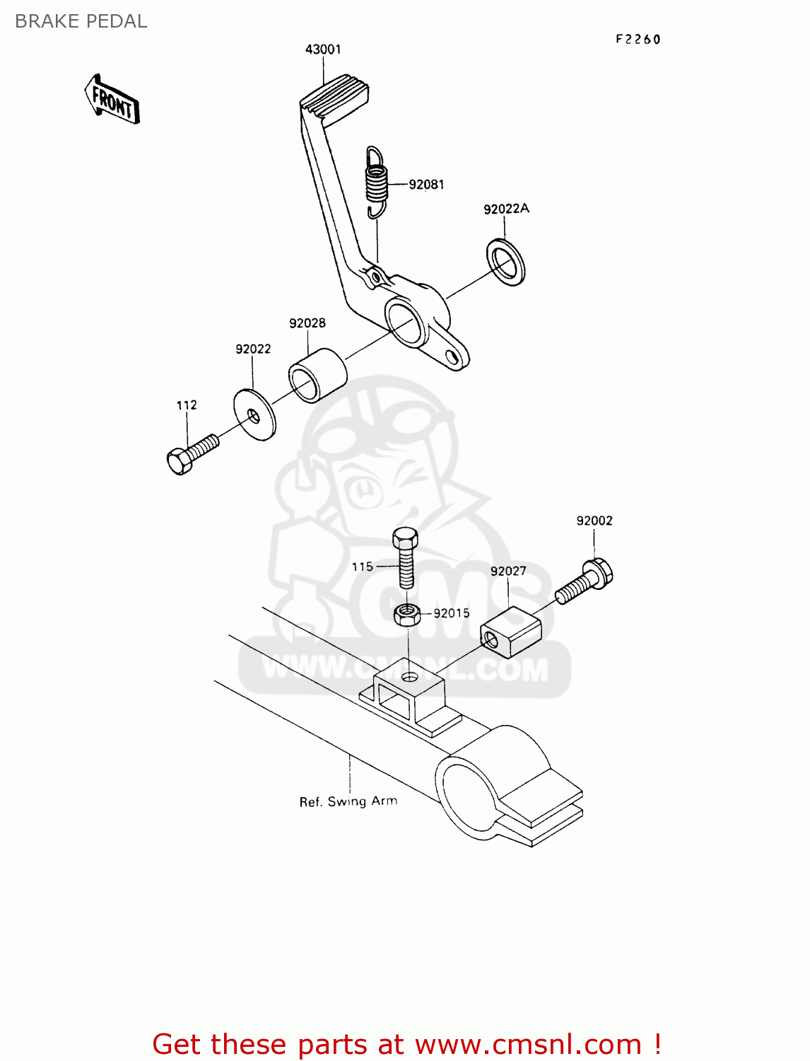 BRAKE PEDAL ZX900A10 GPZ900R 1993 NETHERLANDS FG