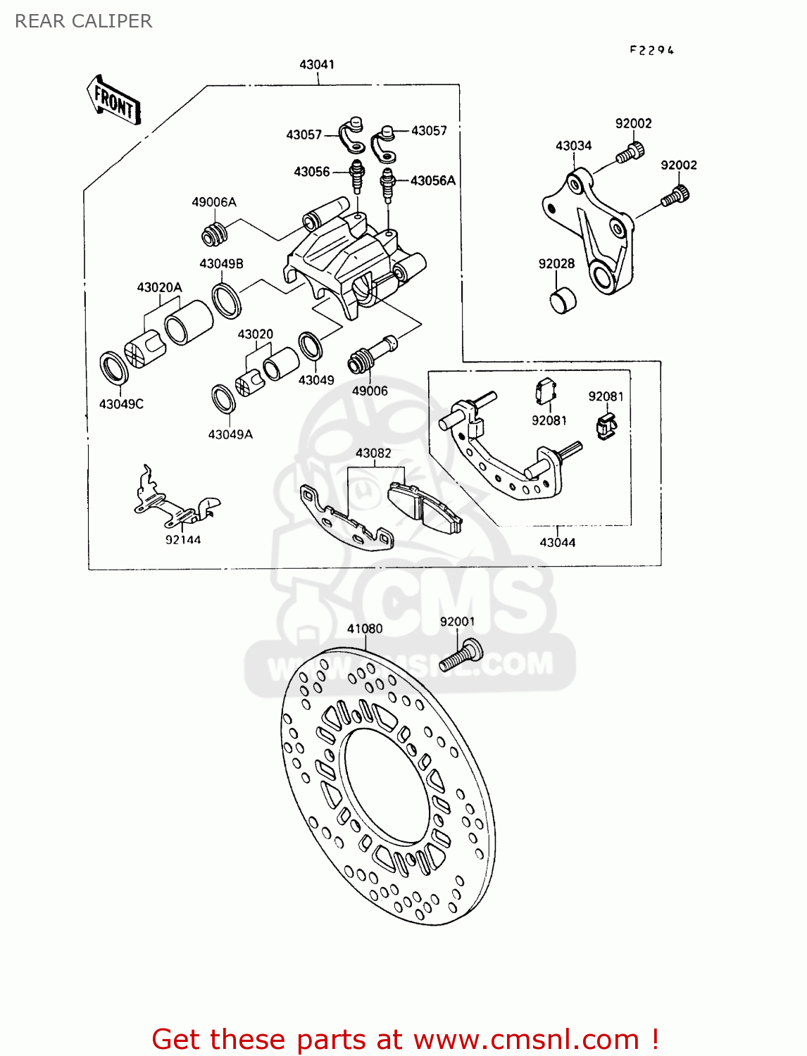 REAR CALIPER ZX900A10 GPZ900R 1993 NETHERLANDS FG