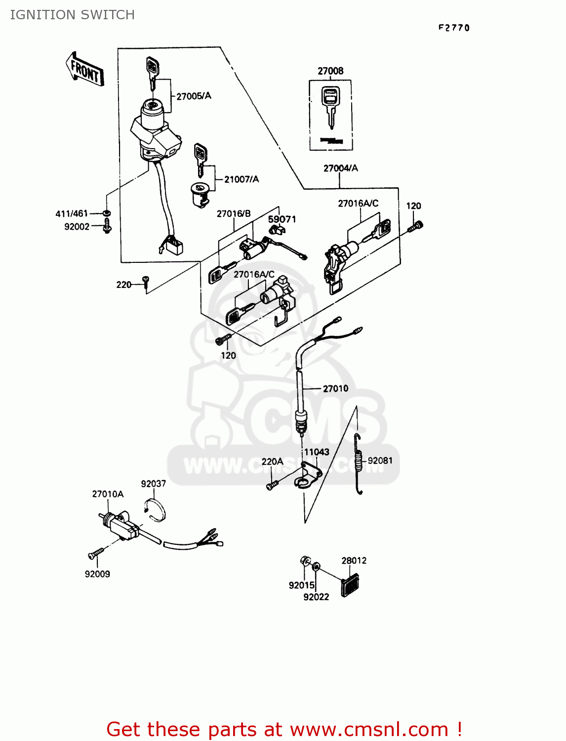 IGNITION SWITCH ZX900A10 GPZ900R 1993 NETHERLANDS FG